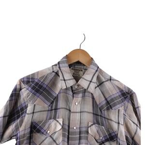 Vintage Ruddock Western Pearl Snap Plaid Short Sleeve Button Up Shirt Mens M